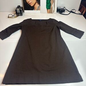 Lands’ End Petite Brown Long Sleeve Shift Dress | Stretch Knit · Work / Casual